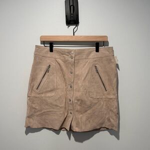 BLANK NYC Khaki Suede 100% Leather Mini Skirt 31 NWT